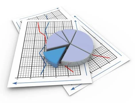 3d pie chart on graph paper Stock Illustration