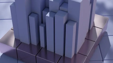 A 3D pie chart icon floating above a soft lavender background, representing d Stock Footage 296895309
