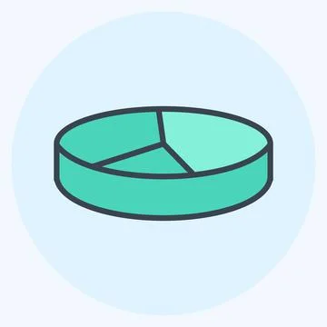 3D Pie Chart Icon in trendy color mate style isolated on soft blue background Stock Illustration