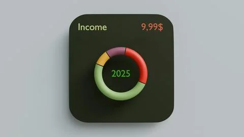 3D pie chart infographic statistics for the year 2025, infographics and stati Stock Illustration