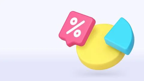3d pie chart with percentage icon for data analytics and sales promotion. Car イラスト素材