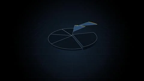 3D pie chart with slices lifting out one by one, 4K illustration Illustrazione stock
