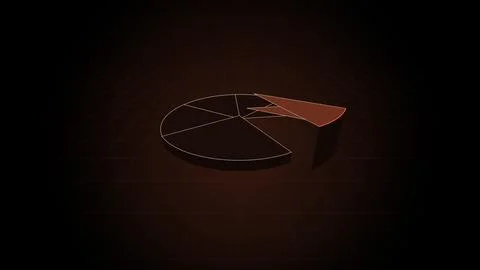 3D pie chart with slices lifting out one by one, Ember, 4K illustration Illustrazione stock
