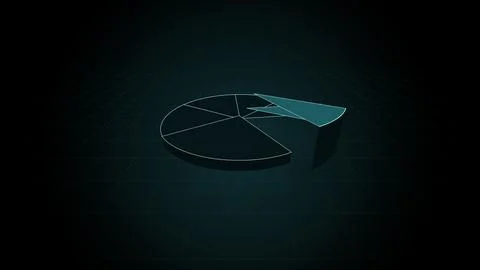3D pie chart with slices lifting out one by one, Glacier, 4K illustration Illustrazione stock