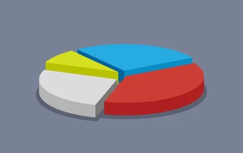 3D pie chart split into four different segments. Vector illustration  depicts Stock Illustration