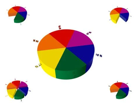 3d pie chart template. Colorful vector illustration. Illustrazione stock