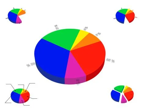 3d pie chart template. Colorful vector illustration. Иллюстрация