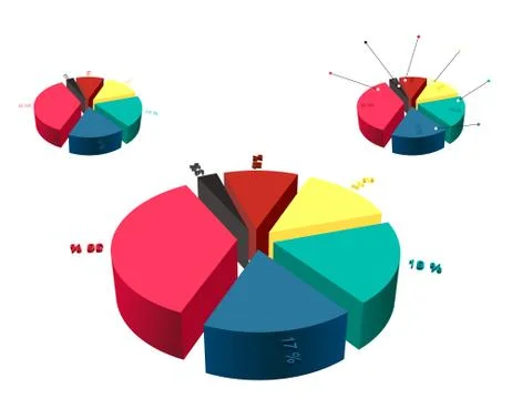 3d pie chart template. Colorful vector illustration. 스톡 일러스트