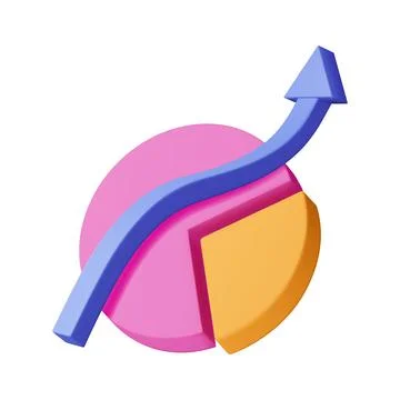 3D Pie Diagram with Arrow Stock Illustration