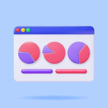 3D Pie Diagram in Browser Windo Stock Illustration