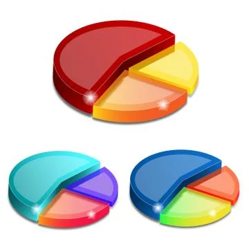 3d pie graphs isolated on white background, vector illustration Stock Illustration