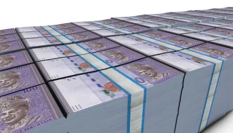 3D Pile of 100 Malaysia Ringgit Money banknote Stock-Illustration