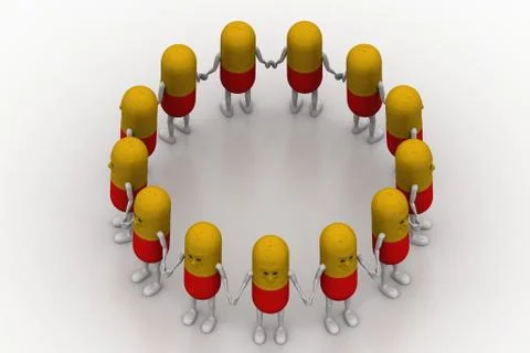 3d pill with hand  created circle Free Stock Illustration