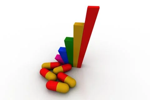 3d pills with financial graph Illustrazione stock gratuita