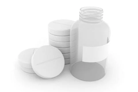 3d pills ons white background Stock Illustration
