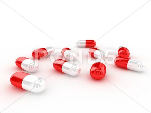 3d pills over white Stock Illustration