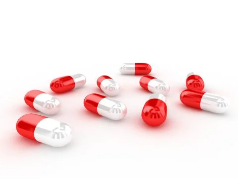 3d pills over white Stock Illustration