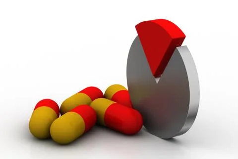 3d pills with pie chart 무료 스톡 일러스트