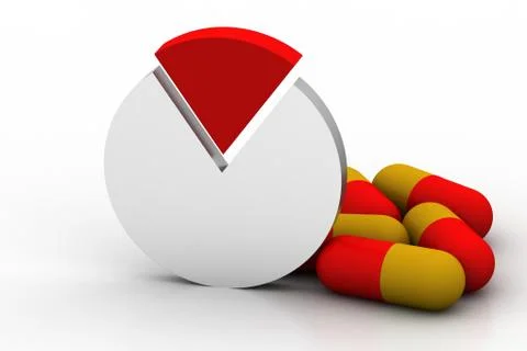 3d pills with pie chart 무료 스톡 일러스트