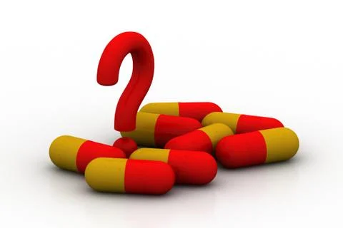 3d pills with question mark Free Stock Illustration