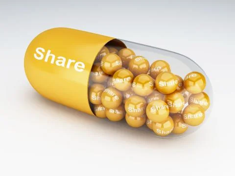 3d pills with share Illustrazione stock
