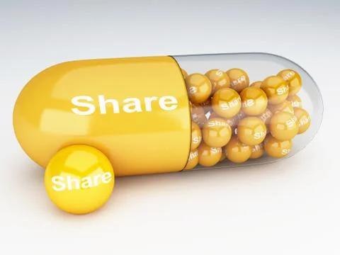 3d pills with share Illustrazione stock
