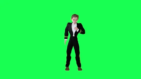 3d pilot boy drinking isolated green screen front angle Stock Footage 252662963