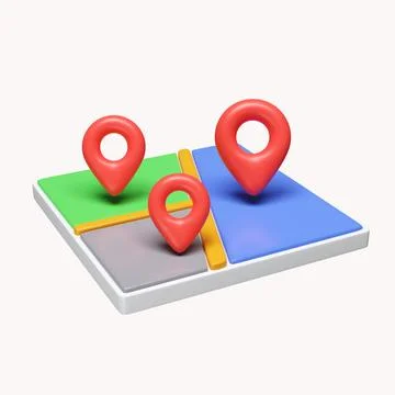 3d Pin location icon on map. Online order tracking. Location mark on map and Stock Photos