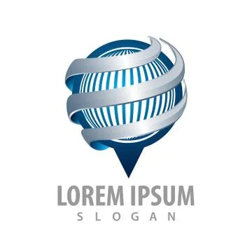 3D pin navigation logo concept design. Symbol graphic template element Stock Illustration