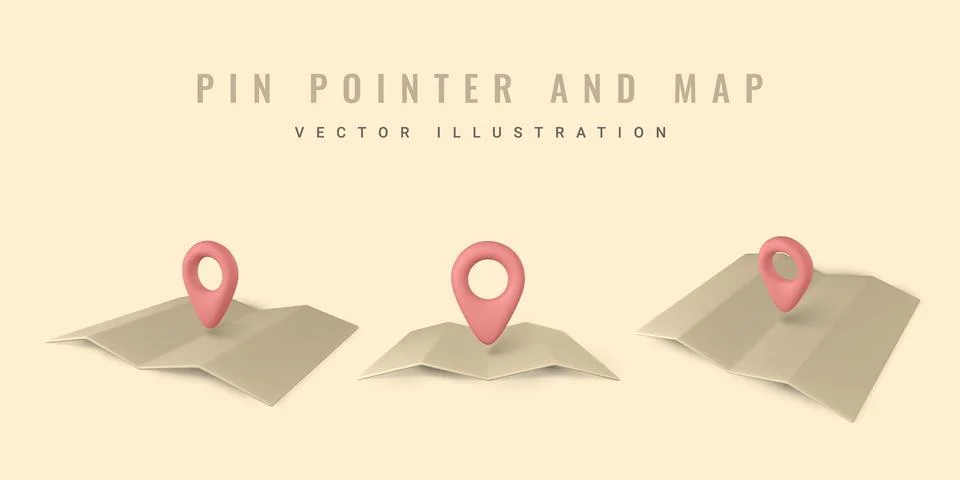 3d pin point marker with shadow. Location icon on map. Vector illustration. Stock Illustration