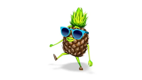 3d Pineapple Dance  Loop on White Background Video stock 157275009