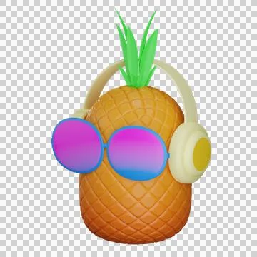 3d Pineapple glasses with transparent background Stock Illustration