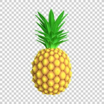 3d pineapple, tropical fruit isolated on white. 3d rendering 스톡 일러스트