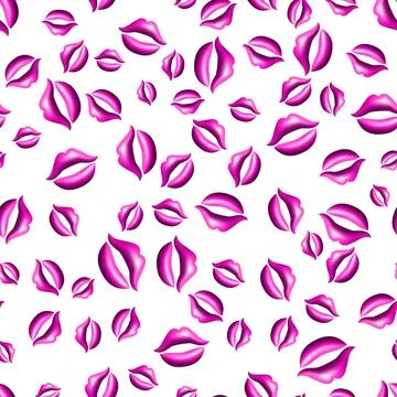 3d pink abstract lips seamless pattern background. Stock Illustration