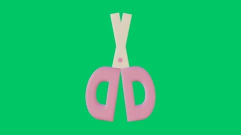3D Pink and Cream Scissors with Green Background Stock Footage 308282119