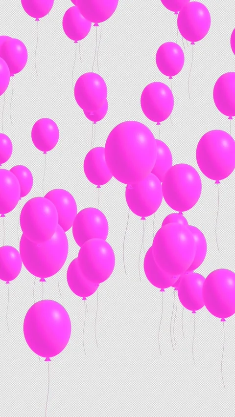 3D pink balloons floating up on transparent screen. alpha channel included. Stock Footage 311352066