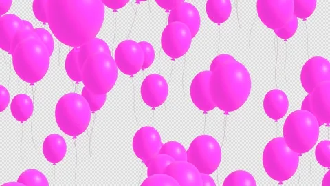 3D pink balloons floating up on transparent screen. alpha channel included. Stock Footage 311352586