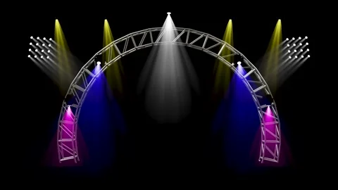 3d pink, black, white, blue lighting equipment with metal structure, spotli.. Stock Footage 302568906