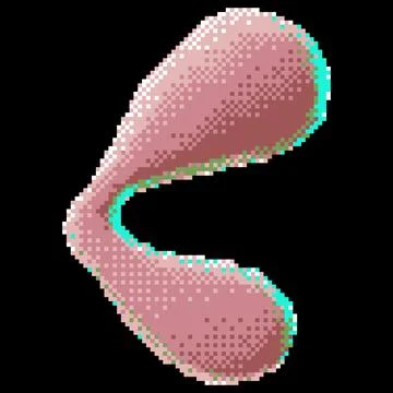 3D pink blob splash Y2K style vector pixel art, drop liquid surface with Illustrazione stock