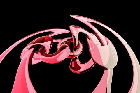 3D pink   chain on a black  background. digital code chain. 3D rendering Stock Illustration