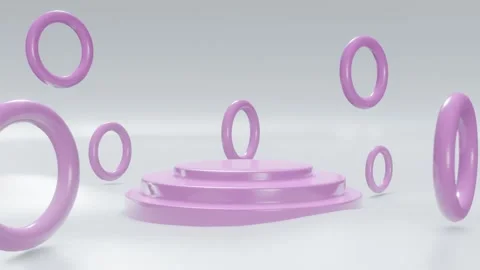 3d Pink circle podium Stock Footage 154229724
