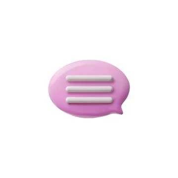 3D pink colored speech bubble with text for messaging on chat on a white Illustrazione stock
