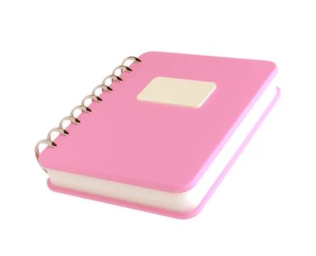 3d pink cute empty office notepad for school stationery isolated background with 스톡 일러스트