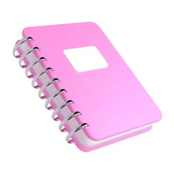 3d pink cute empty office notepad for school stationery isolated background with 스톡 일러스트