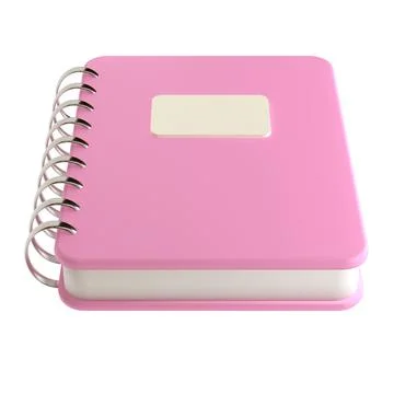 3d pink cute empty office notepad for school stationery isolated background with Illustrazione stock