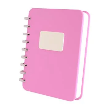 3d pink cute empty office notepad for school stationery isolated background with Illustrazione stock