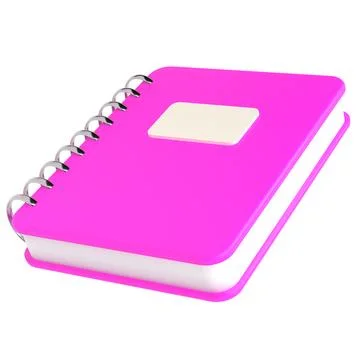 3d pink cute empty office notepad for school stationery isolated background with 스톡 일러스트