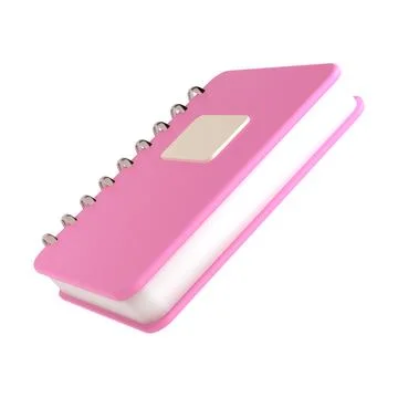 3d pink cute empty office notepad for school stationery isolated background with Ilustração Stock