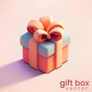 3D Pink Gift Box, Cute Present Isolated on Pastel Background, Vector Illust.. 스톡 일러스트