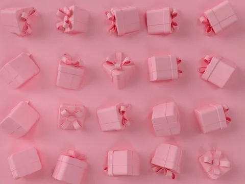 3d pink gift box scene. Illustrazione stock